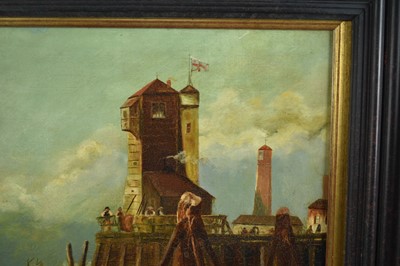 Lot 1340 - Manner of John Moore of Ipswich (1820-1902) oil on canvas - The Harbour, bearing signature, 38cm x 46cm, framed