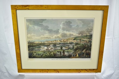 Lot 990 - Collection of eight 19th century hand coloured lithographs - Battle scenes to include Ratisbonne, D'Occana, Montebello, Du Claire and others, in decorative frames