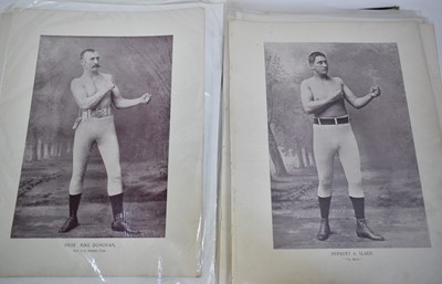 Lot 812 - Collection of Victorian photolithographic portraits of Boxers, 'The Portrait Gallery of Pugilists of England, America, Australia, 1894', disbound (37)