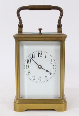 Lot 510 - Early 20th century French brass cased carriage clock with repeater