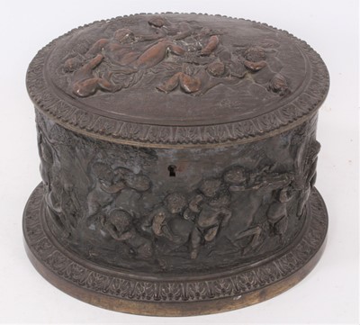 Lot 670 - Victorian electrotype casket decorated in relief with bacchanalian scenes