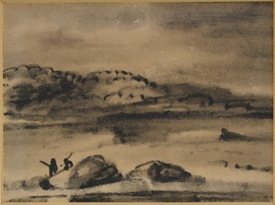 Lot 218 - Manner of Hercules Brabazon Brabazon (1821-1906) ink and monochrome wash - Landscape, together with seven other works