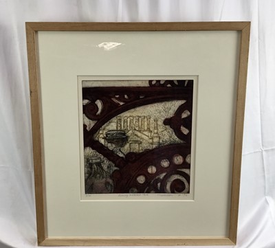 Lot 56 - Pat Mallinson (b.1930) etching/aquatint - Leaving Waterlow Park, pencil signed, titled, numbered and dated '75, in glazed frame