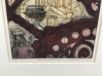 Lot 56 - Pat Mallinson (b.1930) etching/aquatint - Leaving Waterlow Park, pencil signed, titled, numbered and dated '75, in glazed frame