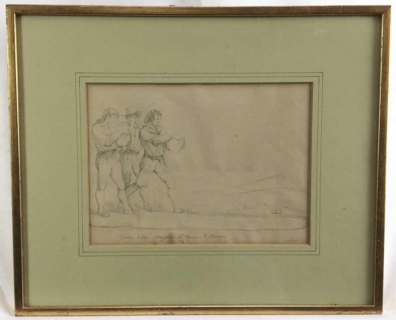 Lot 57 - 19th century pencil drawing of a bowling game