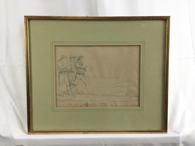 Lot 57 - 19th century pencil drawing of a bowling game