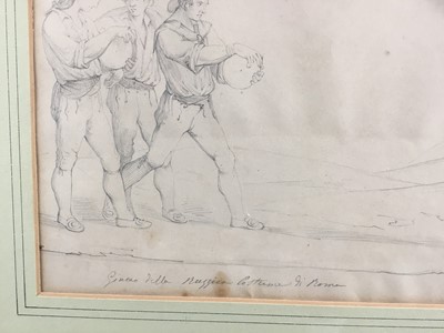 Lot 57 - 19th century pencil drawing of a bowling game