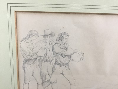 Lot 57 - 19th century pencil drawing of a bowling game