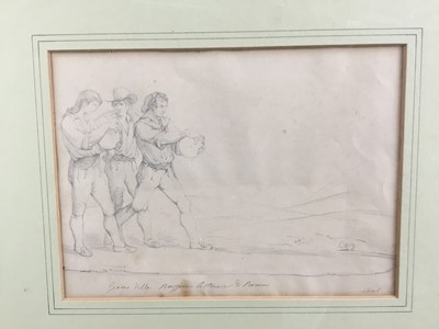 Lot 57 - 19th century pencil drawing of a bowling game