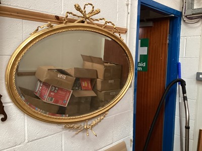 Lot 1355 - Gilt oval mirror