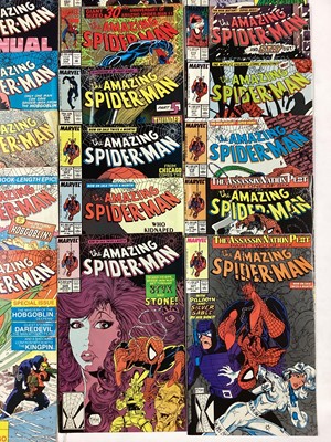 Lot 75 - Marvel Comics The Amazing Spider-Man (1980's). Group of Amazing Spider-Man mostly 1980's, to include Giant sized annual #21 special wedding issue (1987). Also to include issue 151 (1975), issue 200...