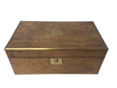 Lot 1133 - Victorian walnut and brass writing slope