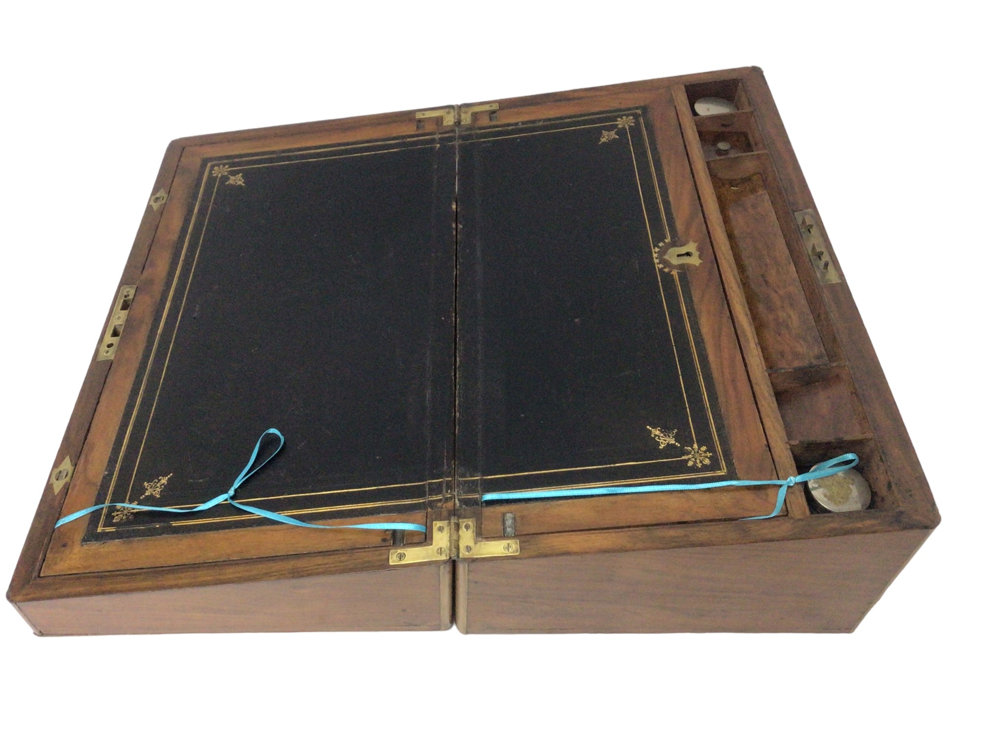 Lot 1133 - Victorian walnut and brass writing slope