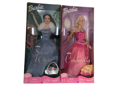 Lot 1836 - Mattel Barrie Dolls including Snow White the Apple, No.56035, Cinderella, No.55479, Dolls of the World Princess of Japan, No. B5731, Gala, No. B2722 and Happy Birthday, No.54219, all boxed (5)