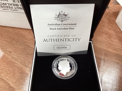 Lot 408 - World - Mixed silver proof coins (N.B. All fineness 99.99%) to include Australia 50 cents commemorating Royal 70th Wedding Anniversary 2017, 1 Dollars Queen  Victoria 200th Anniversary 2019, Kangar...