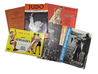 Lot 1421 - Mixed ephemera in two boxes including 1960's swimming instruction posters, local interest including Endsleigh Phoenix magazines 1950's, Endsleigh school panoramic photographs 1950's glazed and fram...