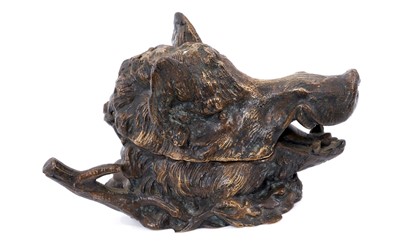 Lot 756 - C. Fratin, late 19th/early 20th century bronze inkwell in the form of a boar's head