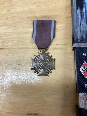 Lot 848 - Reproduction Hitler Youth Dagger, 1940's Ever Ready Army Torch and a Polish Order of Merit.