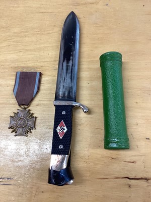 Lot 848 - Reproduction Hitler Youth Dagger, 1940's Ever Ready Army Torch and a Polish Order of Merit.