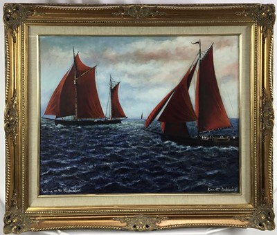 Lot 40 - Kenneth Baldwin (contemporary) oil on board, 'Sailing on the Blackwaters' glazed frame