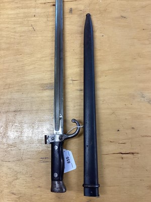 Lot 855 - French 1892 pattern Berthier bayonet in scabbard, dated 1893.