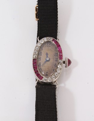 Lot 560 - Art Deco diamond and ruby cocktail watch