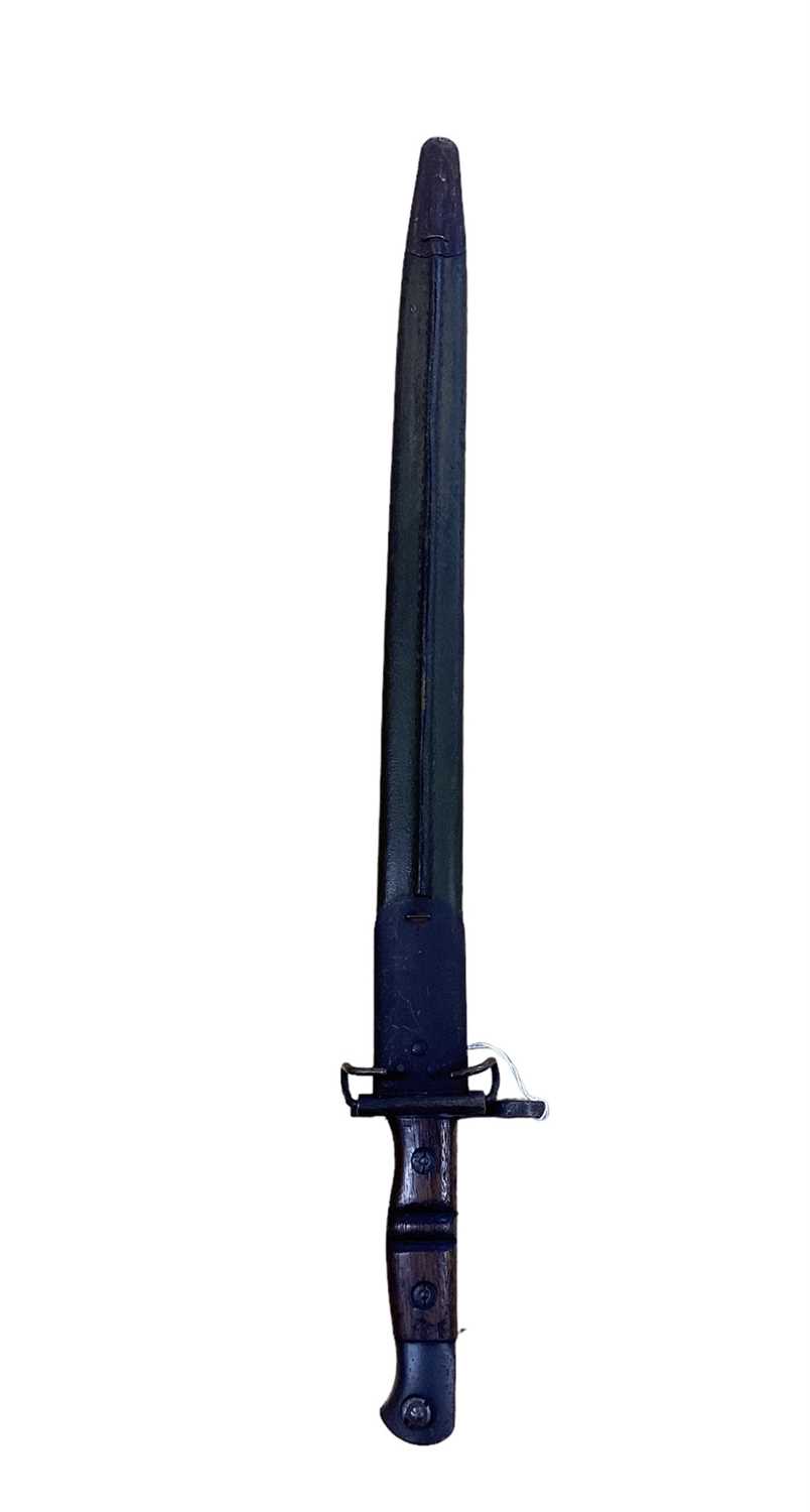 Lot 868 - First World War 1913 pattern Remington bayonet, stamped 3 16, in steel mounted leather scabbard