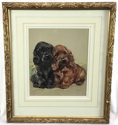 Lot 30 - Mabel Gear (1898-1987) watercolour, cocker spaniel puppies