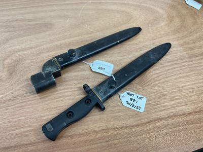 Lot 881 - British Army No.4 MK1 knife bayonet in scabbard, together with a British L1A1 bayonet in scabbard (2)