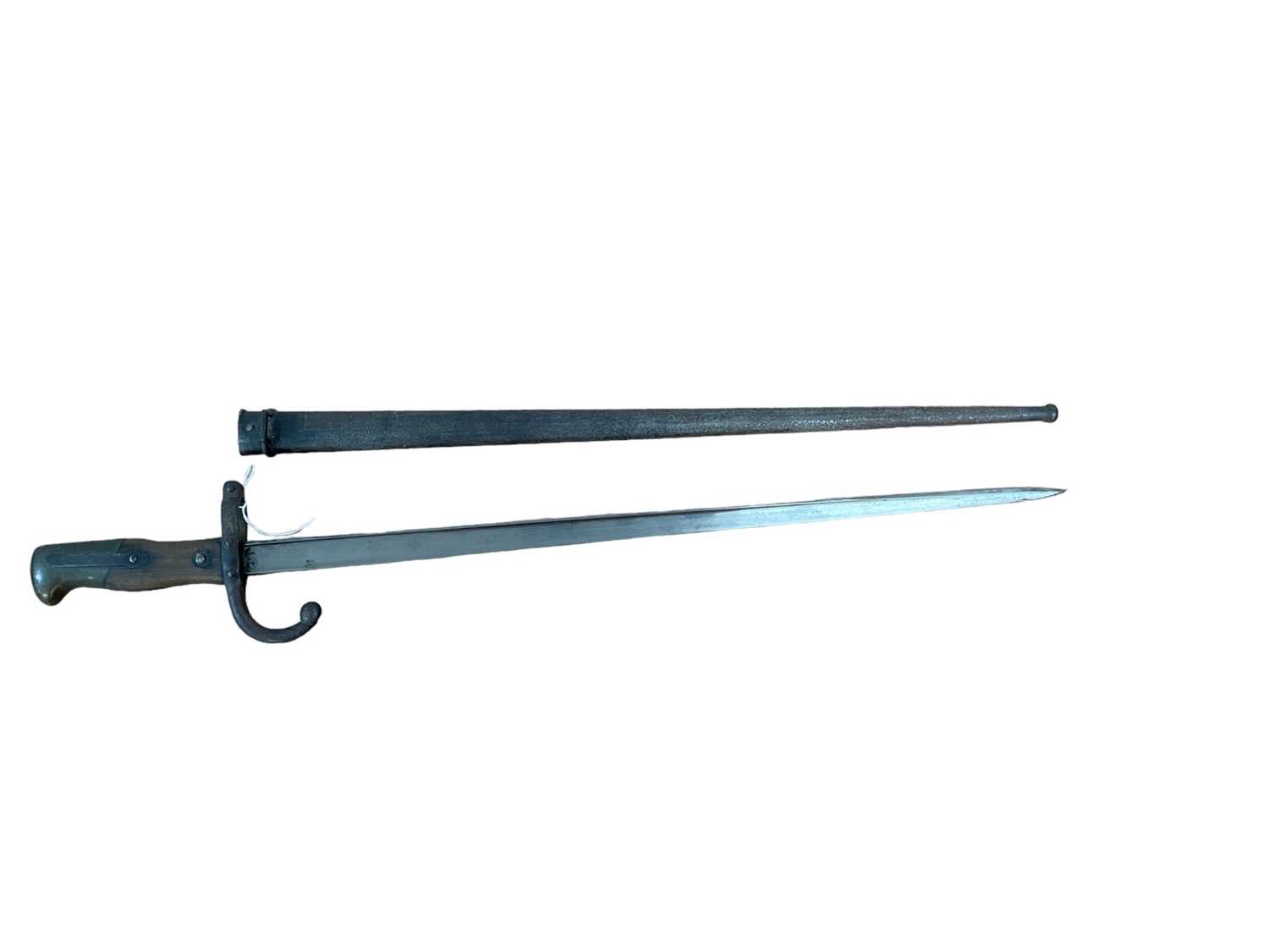 Lot 884 - French 1874 pattern Gras bayonet, dated 1878, in scabbard.