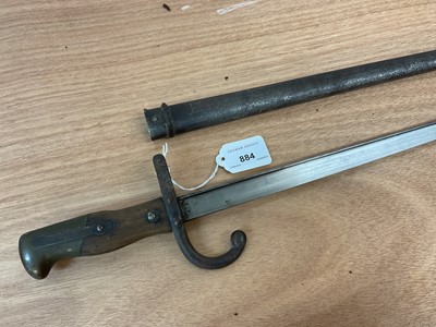 Lot 884 - French 1874 pattern Gras bayonet, dated 1878, in scabbard.