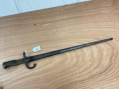 Lot 884 - French 1874 pattern Gras bayonet, dated 1878, in scabbard.
