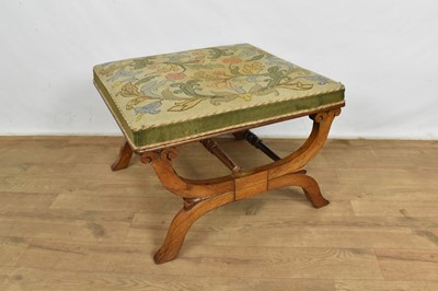 Lot 1090 - William IV rosewood tapestry upholstered X-frame stool