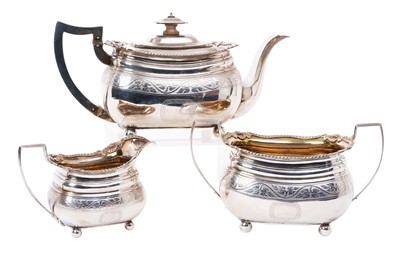 Lot 233 - A fine quality George III silver three-piece tea set, London 1810 (Charles Chesterman)