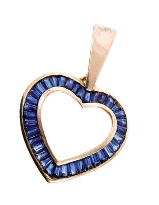 Lot 480 - Sapphire heart shaped pendant