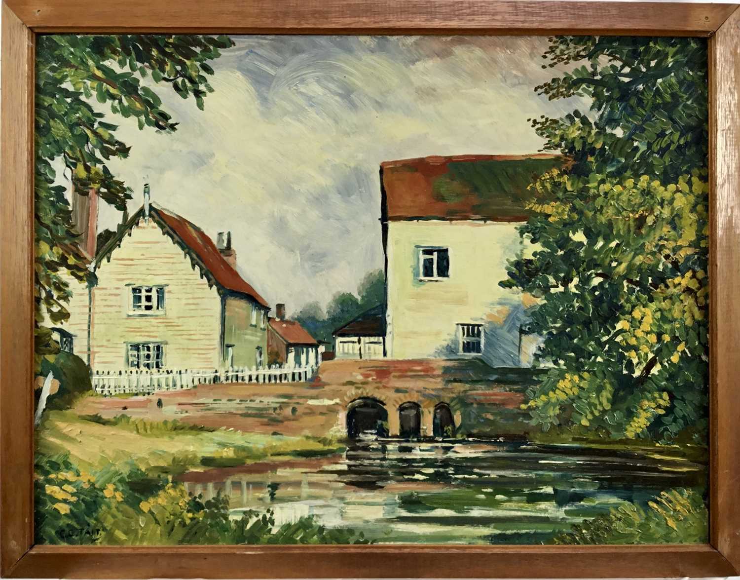 Lot 70 - Charles Grigg Tait (1915-1996) pair of oils on board - Coggeshall Pointwell Mill, both signed, 46cm x 60cm, framed