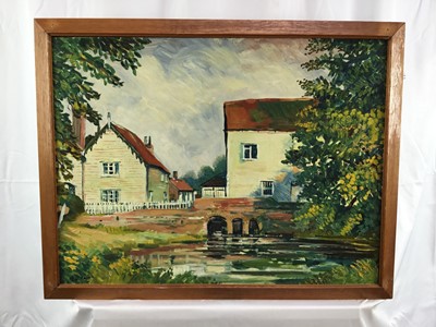 Lot 70 - Charles Grigg Tait (1915-1996) pair of oils on board - Coggeshall Pointwell Mill, both signed, 46cm x 60cm, framed