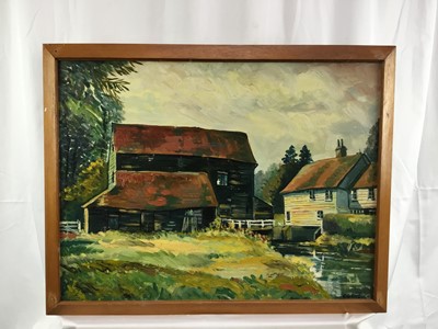 Lot 70 - Charles Grigg Tait (1915-1996) pair of oils on board - Coggeshall Pointwell Mill, both signed, 46cm x 60cm, framed