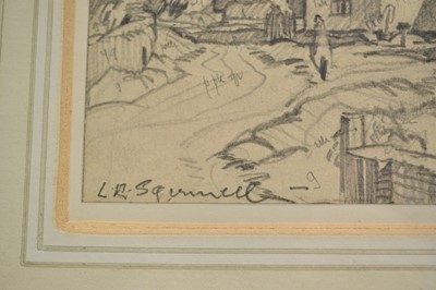 Lot 998 - *Leonard Squirrell (1893-1979) pencil sketch - 'Willy Lott's Cottage, Flatford', signed and dated 29.4.52, signed and inscribed in pencil, 13.5cm x 22cm, in glazed frame