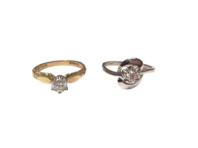 Lot 46 - 18ct gold diamond single stone ring and a 14ct white gold diamond single stone ring (2)