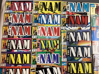 Lot 52 - Marvel Comics The 'Nam (1986 to 1993). Complete run from issue 1 - 36 and an incomplete run from issue 39 to 84. Mostly American price vatients. Approximately 68 comics.