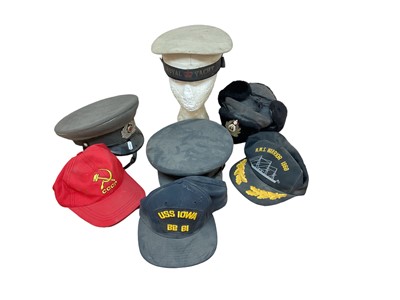 Lot 735 - Group of military related caps to include RAF and a cap with Royal Yacht cap tally (1 box)