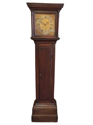 Lot 513 - 18th century 30 hour long case clock with 10" square brass dial, signed 'Longest Steyning', in oak case, 182cm high.