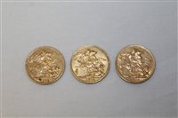 Lot 2147 - G.B. George V gold Sovereigns - 1912 (x 3)...