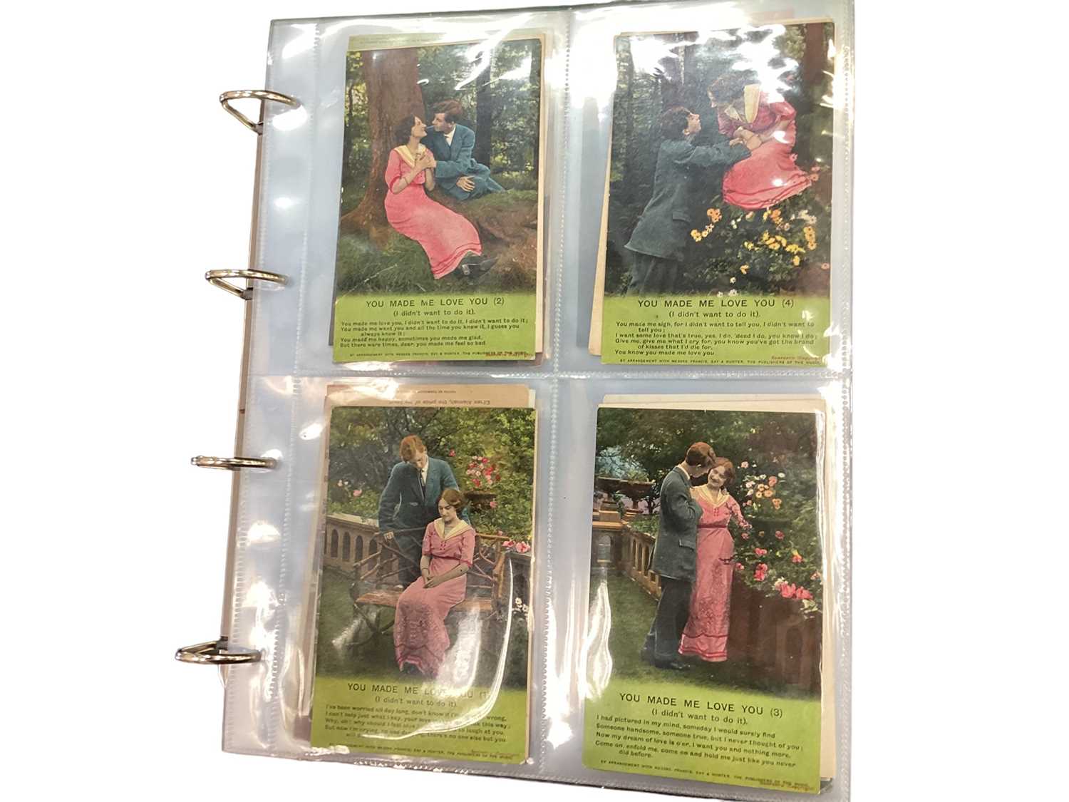 Lot 1437 - Two Albums Postcards of Bamforth song cards, mostly sets, plus some framed & glazed sets