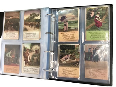 Lot 1437 - Two Albums Postcards of Bamforth song cards, mostly sets, plus some framed & glazed sets