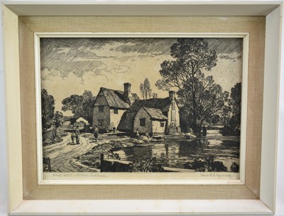 Lot 840 - *Leonard Russell Squirrell (1893-1979) pair of signed etchings - 'Willy Lott's Cottage, Flatford' and 'Flatford Bridge, Suffolk', 22cm x 31cm, in glazed frames
