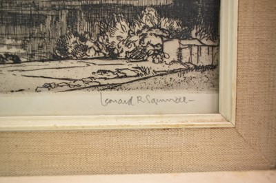 Lot 840 - *Leonard Russell Squirrell (1893-1979) pair of signed etchings - 'Willy Lott's Cottage, Flatford' and 'Flatford Bridge, Suffolk', 22cm x 31cm, in glazed frames