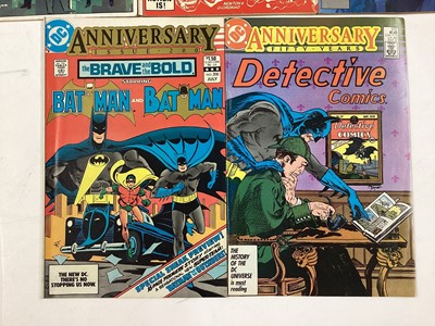 Lot 37 - DC Comics (1980's) Batman Anniversary's. Detective Comics #572 Fifty years anniversary issue, The Brave and the Bold #200 anniversary issue, Batman #400 anniversary issue, Detective Comics Batman's...