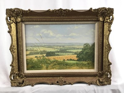 Lot 108 - Christopher Osborne (Born 1947) oil on board, "From The Downs", signed, also  
inscribed verso, in gilt frame
